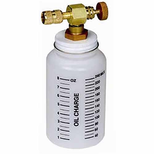 RTI 026 80208 00 Oil Charge Bottle Assy., 8 oz. Capacity, 1/4" Flare Female