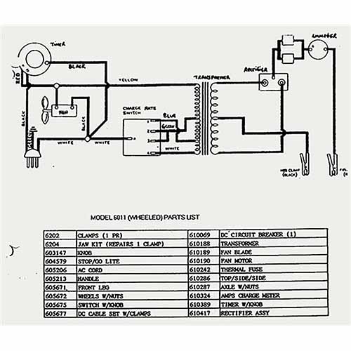 Associated Battery Charger Model 6011 Parts List,Wring Diagram,Schematic