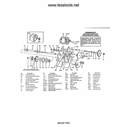 Powerwinch Windlass 612 Parts List