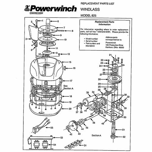 P77502 Powerwinch Model 825 Windlass Parts List And Diagram