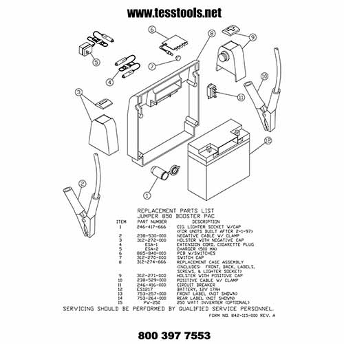 Model 850 Click here for a Parts List