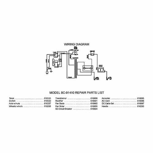 Model BC91410 Associated Battery Charger Parts List/Wiring ... heavy dudy trailer plug wiring diagram 