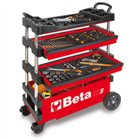 27000203 Beta Tools Usa Folding Mobile Tool Cart, Red