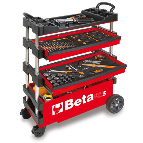 27000203 Beta Tools Usa Folding Mobile Tool Cart, Red