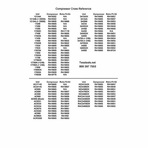 Compressor Cross Reference Chart