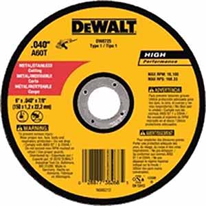 DW8725 Dewalt 6" X .040" X 7/8" A60T Metal Thin