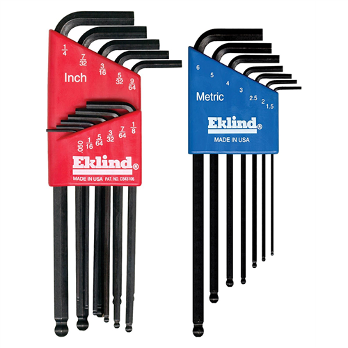 13218 Eklind Tool Company Hex Key Set 18 Pc Ball End 13211/13607 Combo