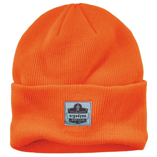 16807 Ergodyne 6806 Orange 6806 Cuffed Rib Knit Beanie Hat