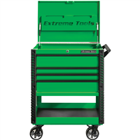 EX3304TCGNBK Extreme Tools 33" 4-Drawer Deluxe Tool Cart W/Bumpers, Green W/B