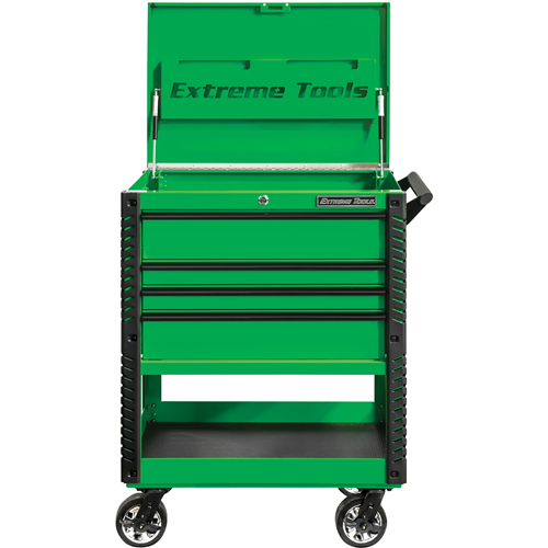 EX3304TCGNBK Extreme Tools 33" 4-Drawer Deluxe Tool Cart W/Bumpers, Green W/B