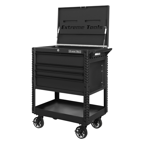 EX3304TCMBBK Extreme Tools 33" 4-Drawer Deluxe Tool Cart W/Bumpers, Matte Bla