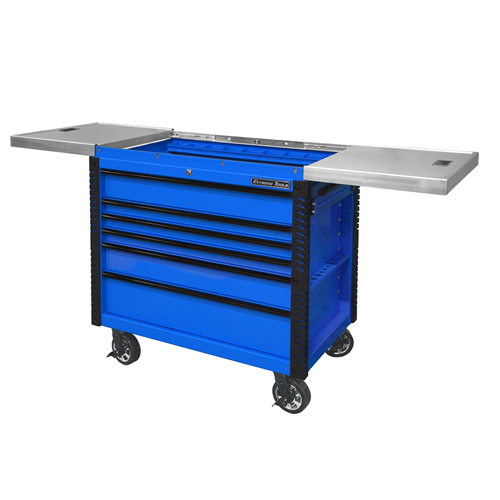 EX4106TCSBLBK Extreme Tools 41" 6 Drawer Slide Top Tool Cart, Blue