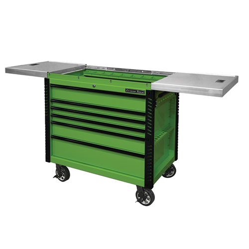 EX4106TCSGNBK Extreme Tools 41" 6 Drawer Slide Top Tool Cart, Lime Green