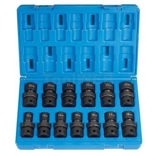 1713UM Grey Pneumatic 1/2"Dr 12Pt Met Universal Set