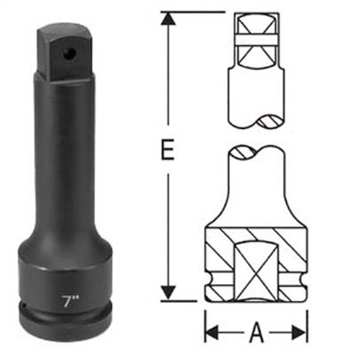 4010EL Grey Pneumatic 1"Dr 10" Ext. W/Locking Pin Hole