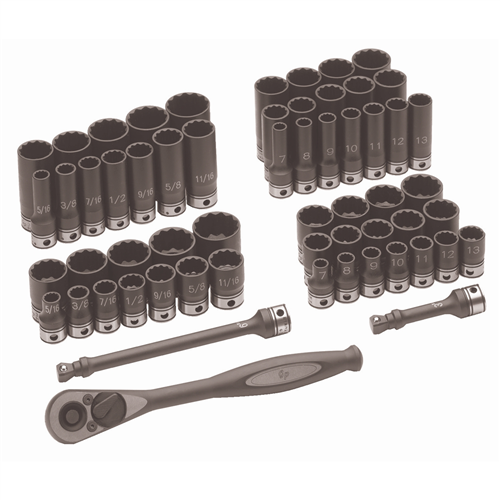 81259CRD Grey Pneumatic 3/8" Dr. 59Pc Fract. & Metric Duo-Socket Set - 12