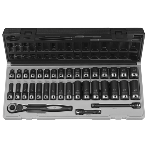 81635MRD Grey Pneumatic 3/8" Dr. 35Pc Metric Std & Deep Duo-Socket Set - 6