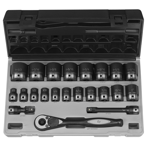 82222 Grey Pneumatic 1/2" Dr. 22Pc Fractional Duo-Socket Set - 12 Pt.