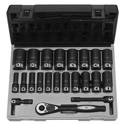 82622D Grey Pneumatic 1/2" Dr. 22Pc Fractional Deep Duo-Socket Set - 6 P