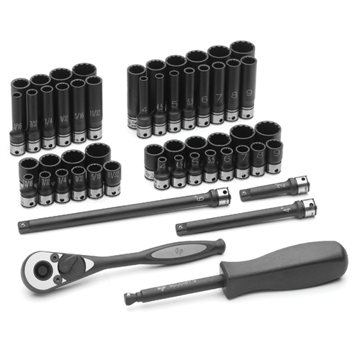 89253CRD Grey Pneumatic 1/4" Dr. 53Pc Fract. & Metric Duo-Socket Set - 12