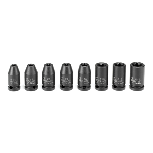 998ET Grey Pneumatic 1/4" Drive 8 Pc External Torx Impact Socket Set