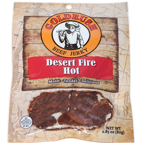 72134 Gold Rush Jerky Desert Fire Hot 2.85 Oz. Goldrush Beef Jerky (12-C