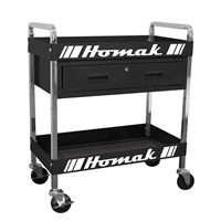 BK06030210 Homak Manufacturing Metal Service Cart-Black 30 In. 1-Drawer