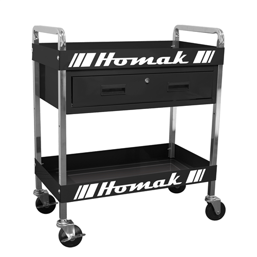 BK06030210 Homak Manufacturing Metal Service Cart-Black 30 In. 1-Drawer