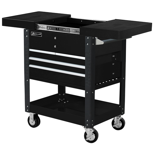 BK06043500 Homak Manufacturing 35" Pro Series 4-Drawer Slide-Top Service Cart Blk