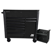 BK06044080 Homak Manufacturing 44" 8-Drawer Service Cart W/Power Tool Holder Drawer- Black