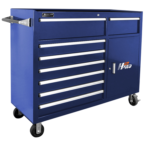 BL04056082 Homak Manufacturing 56 In. H2Pro Series 8 Drawer Rolling Cabinet, Blue