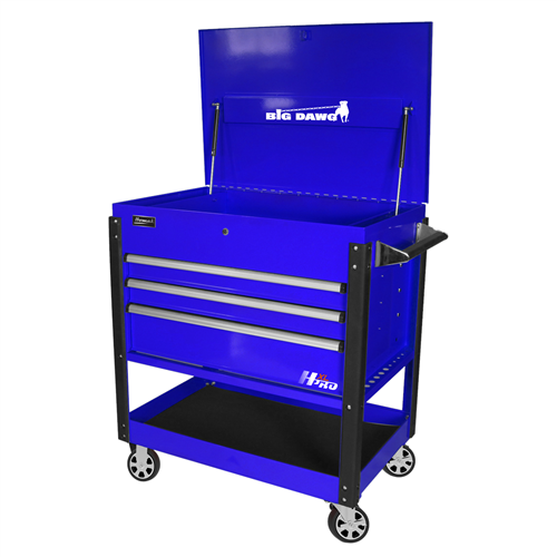 43in 3-Drawer Service Cart - Blue