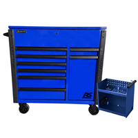 BL06044080 Homak Manufacturing 44" 8-Drawer Service Cart W/Power Tool Holder Drawer- Blue