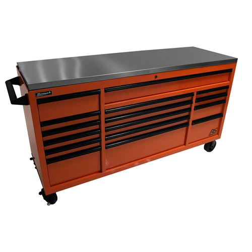 OG04072164 Homak Manufacturing 72" Rs Roller Cabinet Orange Stainless Steel Top