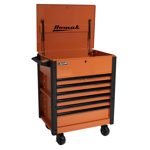 OG06035247 Homak Manufacturing 35 In. Pro Series 7-Drawer Service Cart, Orange