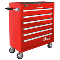 RD04036061 Homak Manufacturing H2Pro Series 36" 6-Drawer Roller Cabinet, Red