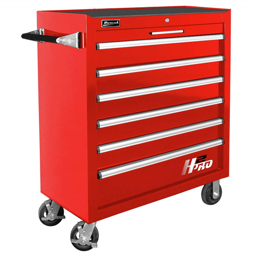 RD04036061 Homak Manufacturing H2Pro Series 36" 6-Drawer Roller Cabinet, Red