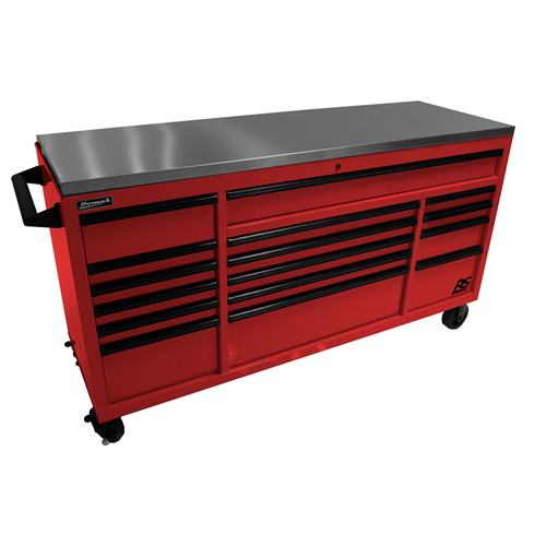 RD04072164 Homak Manufacturing 72" Rs Roller Cabinet Red Stainless Steel Top