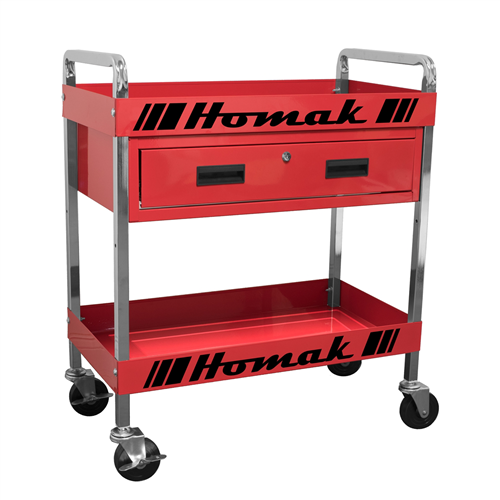 RD06030210 Homak Manufacturing Metal Service Cart-Red 30 In. 1-Drawer