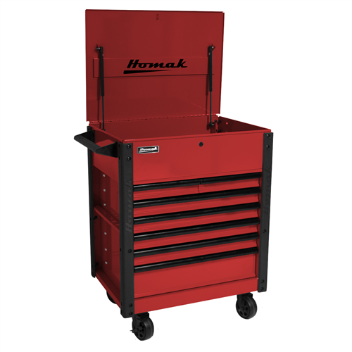 RD06035247 Homak Manufacturing 35 In. Pro Series 7-Drawer Service Cart, Red