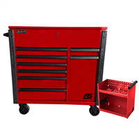 RD06044080 Homak Manufacturing 44In 8-Drawer Service Cart W/Power Tool Holder Drawer-Red