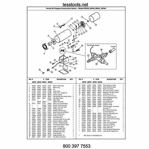 MR. HEATER HS125FAV PARTS AND PARTS LIST