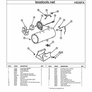 HEATSTAR HS35FA  PARTS AND PARTS LIST