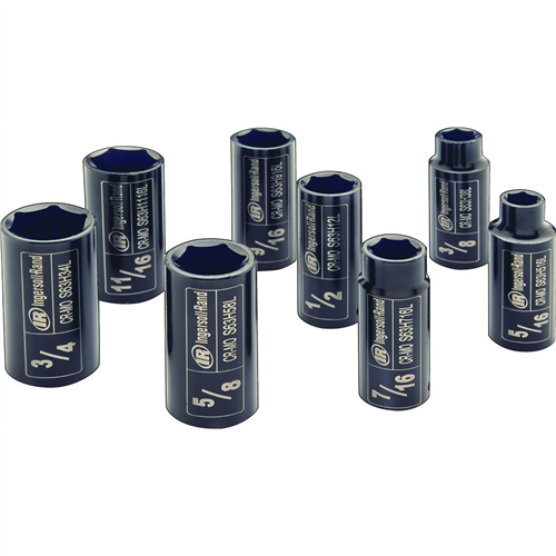 SK3H8LN Ingersoll Rand 3/8" Drive Hex Deep Sae Impact Socket Set, 8-Piece