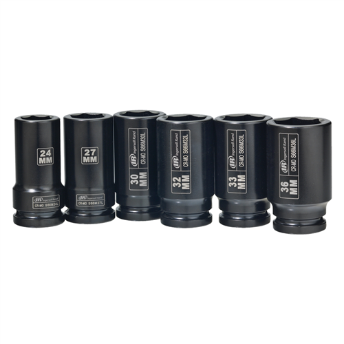 SK6M6LN Ingersoll Rand 3/4" Drive Hex Deep Metric Impact Socket Set, 6-Piece