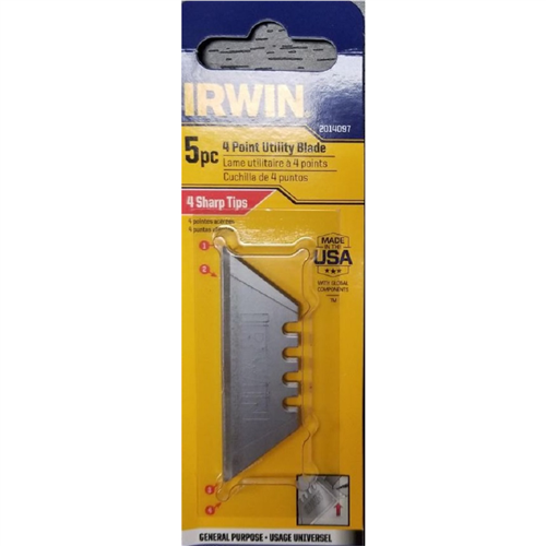 2014097 Irwin Industrial 5Pk 4 Point Carbon Utility Blade