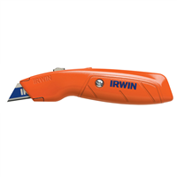 2082300 Irwin Industrial Retractable Box Utility Knife; Includes 3 Blades; Blade Storage; Hi-Visibility Orange