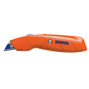 2082300 Irwin Industrial Retractable Box Utility Knife; Includes 3 Blades; Blade Storage; Hi-Visibility Orange