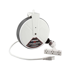 98483 Steelman Electric Reel, 30' Cord, White, 13 Amp T-Tap