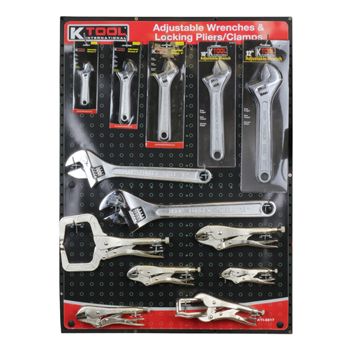 KTI-0817 K Tool International Adjustable Wrench & Pliers Display